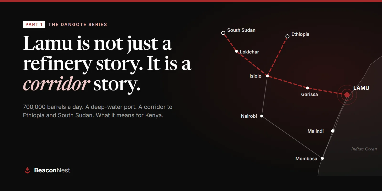 The Dangote Series Part 1 banner: Lamu is not just a refinery story.
