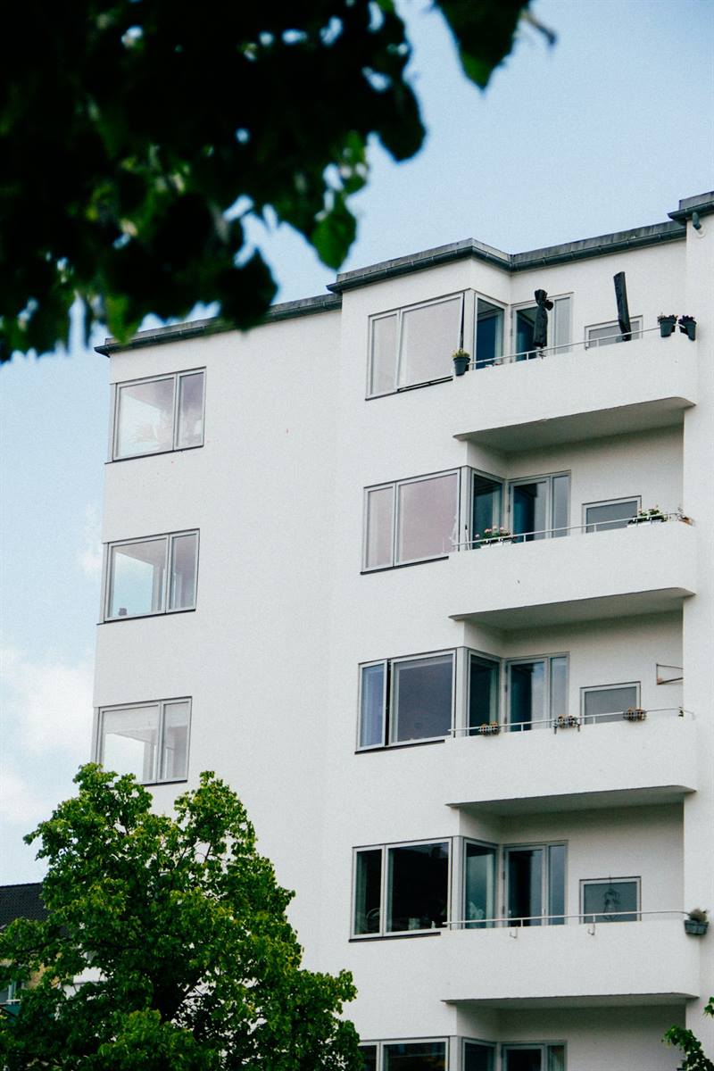 A white residential apartment block